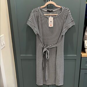 Striped Blavy and White Dress